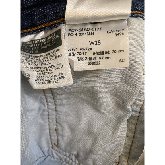 Levi's 501 Shorts Womens 28 Blue Denim Pinstripe High Rise Button Fly Frayed Hem - Picture 9 of 11